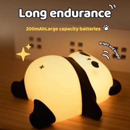 Lamps Shades 1pc Cute Panda Night Light LED Soft Tummy Time Novelty Animal Night Light 3 Levels Dimmable Night Light For Decoration Cool Gift Y2405202XO7