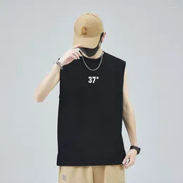 Men's Tank Tops Pure Cotton Vest Summer Sleeveless Short Sleeved T-shirt Sports Sweatshirt With Breathable Basketball Camisole Bottom