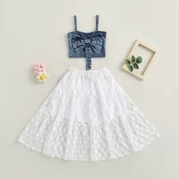 Clothing Sets 3-8years Children Girls Skirt Outfits Vest Short Tops A-Lined For Dot Print See Through Tulle Half Set