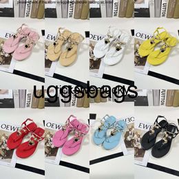 Chanells shoe channel shoes Heart Diamond Pearl Buckle Slippers Thong Sandal Leather T Ankle Strap Flat Mule Shoes Flip Flops Sandals women Ladies beach Slides Summe