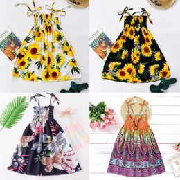 Girl's Dresses 2024 Summer Dress Childrens and Girls Clothing Sunflower Butterfly Sleeveless Birthday Party Baby Girl Dress 6 8 10 12 Years Old d240520