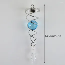 Decorative Figurines Stainless Steel Spiral Wind Chimes Crystal Ball Spinner Pendants Rotating Hook Home Garden Yard Wall Hanging Decor