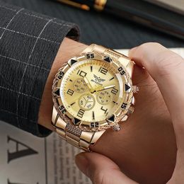 High End Brand Man Silicone Strap Watch Casual Business Fake Three Eye Quartz Watches Drop Luxury Gift Wristwatches 240508
