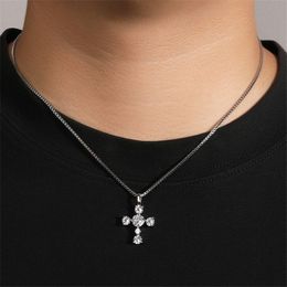 925 sterling silver cross necklace designer for man chain luxury diamond 5A zirconia pendant gold mens necklaces link chain 18inch jewelry boyfirend gift box