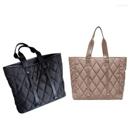 Shopping Bags Womens Large Capacity Nylon Tote Bag Vintage Quilted Pattern Solid Color Office Work Travel Casual Shoulder Handbag Purse With