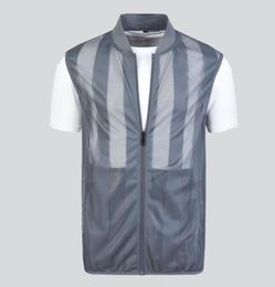 Men039s Vests Summer Mesh Vest Men Casual Stand Collar Striped Ultralight Waistcoat Fashion Korean Clothes Tactical Large Size8911601