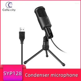 Microphones CELLA CITY USB Condenser Microphone Live Streaming PC Gaming Wired Professional Recording Equipment Desktop Mic