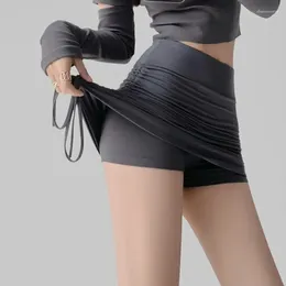 Skirts 2024 Korean Fashion Mini Skirt Women Solid High Waist Irregular Folds Hip Wrap Pencil Ladies Sexy Slim Short
