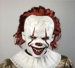 Full Head Latex Mask Horror Movie Stephen King039s It 2 Cosplay Pennywise Clown Joker LED Mask Halloween Party Props5952796