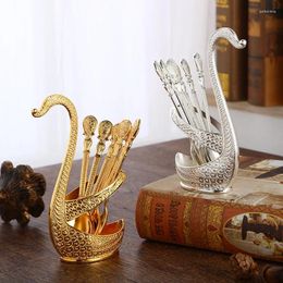 Spoons Metal Swan Spoon Storage Box Household Ornaments Fashion Creative Dessert Afternoon Tea Set