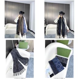 G designer scarf double-sided jacquard tassel long scarf cashmere scarf for men and women grey shawl extra long warm double G versatile autumn and winter 34*194cm