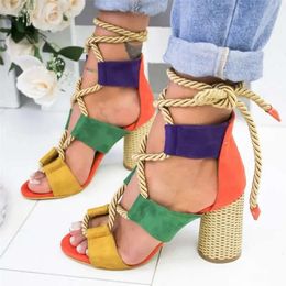 Women Puimentiua 2019 Heel Pointed Fashion Sandals Hemp Rope Lace Up Platform Sandal zapatos de m 1c1