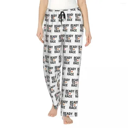 Women's Sleepwear Custom Print Ready To Race Pyjama Pants For Women Racing Motorcycle Biker Sleep Bottoms With Pockets