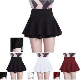 Skirts High Waist Women'S Skirt Chiffon Solid Colour Pleated Mini Cute Sexy Uniform Korean Black Tennis