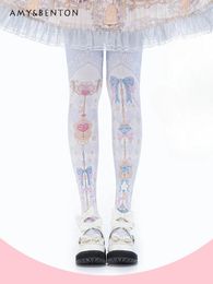Women Socks Fairy Tale Original Dopamine Girl Lolita Knee High Japanese Sweet Cute Stockings Sexy Kawaii Printed Thigh