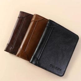 Wallets Leather 2 Fold Urban Recreational Style Soft Anti-theft Cash Bag Case Multifunction Men's Short Wallet Men