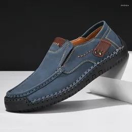 Casual Shoes Handmade Leather Men Comfortable Slip On Loafers Flats Moccasins Walking Drop