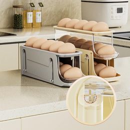 Kitchen Storage Automatic Rolling Egg Tray Organiser Space Saving Scrolling Holder Holds 17 Eggs Roll Off Rack