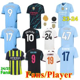 HAALAND soccer jerseys 23 24 25 DE BRUYNE RODRIGO GREALISH FODEN 2023 2024 2025 football shirt BERNARDO RUBEN DOKU NUNES ALVAREZ fans player Men Kids kit Soccer wear