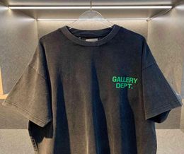 New Gall De Heavy Industry Tie Dye Wash Green Letters Lovers Loose Short Sleeve Tshirt3657830