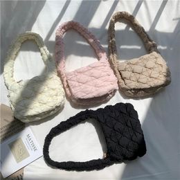 Evening Bags Lingge Cotton Suit Bag Casual Simple Shoulder Women's Versatile Handbag Soft Pleated Puff Cloud Women