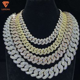 Hot Sale Cuban Link Chain 925 Silver 15mm 18mm 20mm Ice Out Miami Moissanite Cuban Chain 100% Pass Diamond Tester Fine Jewellery