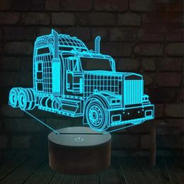 Lamps Shades New 3D Crane Forklift Excavator Night Light Bedroom Decor Home Truck Construction Truck Them Birthday Party Table Lamp for Kids Y240520AFWR