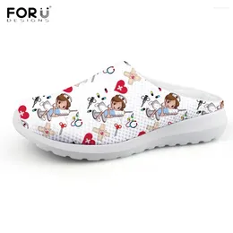 Slippers FORUDESIGNS Cute Nursing Shoes For Woman Casual Summer Outdoor Beach Flip Flop Printed Ladies Loafer Lightweight