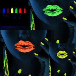 LED Toys Neon glowing lipstick UV black light reaction fluorescent lipstick makeup facial makeup car body paint night light party supplies s2