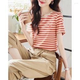 Women's Two Piece Pants Tracksuit Summer Thin Stripe Short Sleeve Suit Female Ankle-Length Mujeres 2 Piezas 2024 Fashion Sports Sets Women