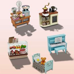 Wooden Mini Doll Houses DIY Handmade 3D Puzzle Assembly Building Kits With Furniture LED Coffee Store Dollhouse Toys For Kids