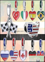 Charms Jewellery Findings Components Fit 925 Bracelet Bead Original Box Fashion Colorf Flag Of Italy Spain Ca Dhgv46888607