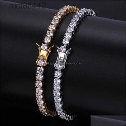 Tennis Bracelets Jewelry 5mm 4mm Iced Out Diamond Bracelet Zirconia Triple Lock Hiphop Row Cubic Mens Drop Delivery