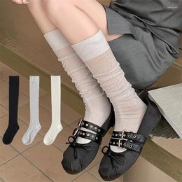 Women Socks Women's Stockings Summer Fashion Solid Colour Japanese Mesh Breathable Simple Knee High
