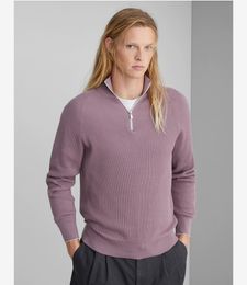 Männer Pullover Brunello Sommer Cucinelli halb geöffnet Reißverschluss dünne Langhülle Casual Pullover