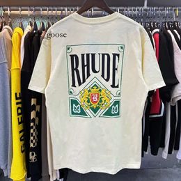 rhude shirt short sleeves designer mens shirts rhude shorts women sweatpants hight quality shirt clothes summer luxury cotton letter printing tops beach styl 497