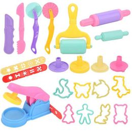 LED Toys Dough tool set suitable for children various plastic molds cutting rollers and accessories for playing with air dry clay and dough S2452011