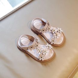 Children's Open-toe Flowers Casual Sandals 2022 New Versatile Flat Kids Fashion Hook & Loop Japanese Style Girls Cute Shoes