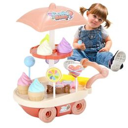 Ice Cream Playset For Kids Creative Cart Pretend Kitchen Toy With Lollipop Toddler Play Toys For Children Little Girls And Boys 240507