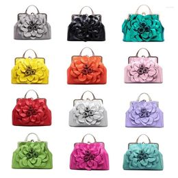 School Bags Women Ladies Rose Flower Pattern PU Leather Handbag Shoulder Satchel Bag Tote E74B