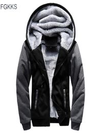 FGKKS Men Warm Hoodies Winter Jacket Fashion Thick Men039s Hooded Sweatshirt Male Warm Fur Sportswear Tracksuits Mens Coat Y2001739167