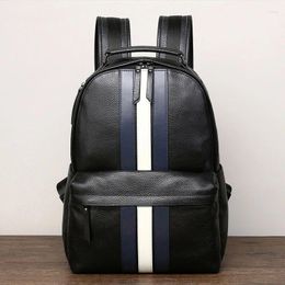 Backpack 2024 Design Fashion Men Brown Genuine Leather Laptop Schoolbag Boys Day Bag Pack Male Travel Bags Large