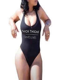 THICK THIGHS SAVE LIVES Swimsuit Plus Size Swimwear Women Sexy Bodysuit Summer Bathing Suit Higt Cut Beachwear femme 2103256526203