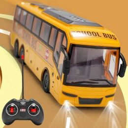 Diecast Model Cars 1/30 Rc Bus Electric Remote Control Police Car With Lights Tour Bus School City Model Radio Controlled Kids Toys Christmas Gifts Y240520OTUV