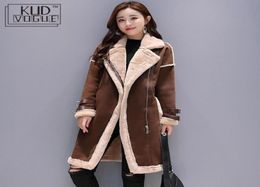 Women Faux Leather Lambs Wool Coat Female Long Thick Warm Shearling Coats Suede Leather Jackets Autumn Winter Female Outerwear T195136216