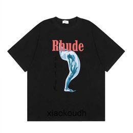 Rhude High end designer T shirts for High Street Fashion Figure Image Letter Print Casual Short sleeved T-shirt Unisex Summer With 1:1 original labels