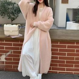 Women's Knits Women Fashion Mink Fleece Cardigan Solid Colour Long Sleeve Sweater Open Front Fall Casual Soft Knit Coat