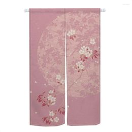 Curtain Noren Japanese Style Doorway Pink Blossom Flowers Moon Printed Door Window Treatment Tapestry