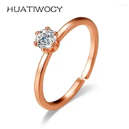 Cluster Rings HUATIWOCY Korean Style 925 Silver Jewelry Ring With Zircon Gemstone Accessories For Women Wedding Party Gift Open Finger