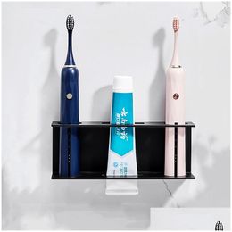 Toothbrush Holders Wall Mounted Electric Holder Black Tootaste For Bathroom Shelf White Storage Rack Home Drop Delivery Garden Bath Dhdfi